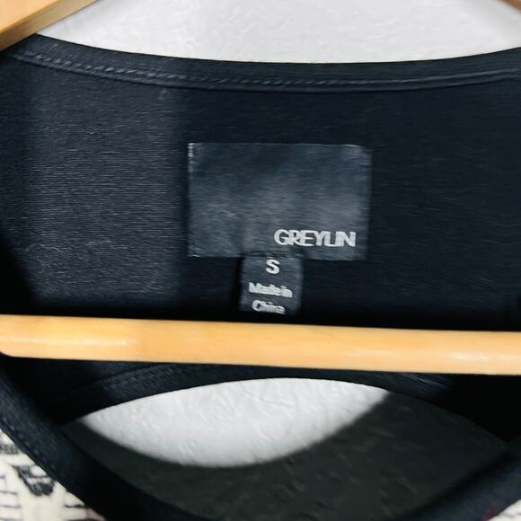 Greylin Knit Fit & Flare Dress Sleeveless SW Stretch Black White - S - Picture 4 of 4